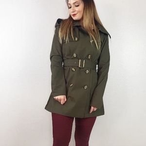 Zenana Outfitters Olive Green Double-Breasted Trench Coat